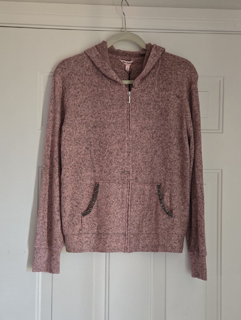 Juicy Couture Mellow Rose Hooded  Zip Sweater Size Medium